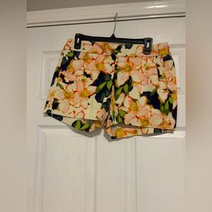 J. Crew Floral Print Women's Shorts - Cream and Green